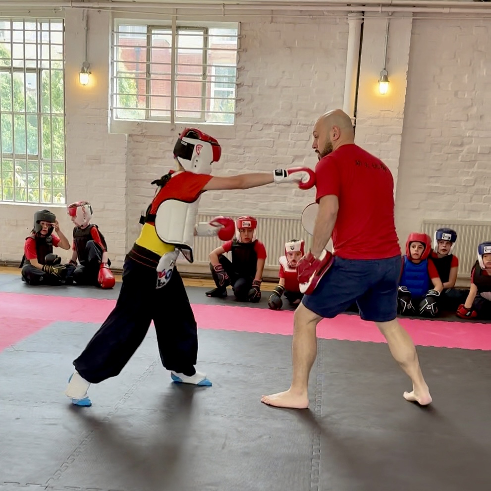 children learning kung fu